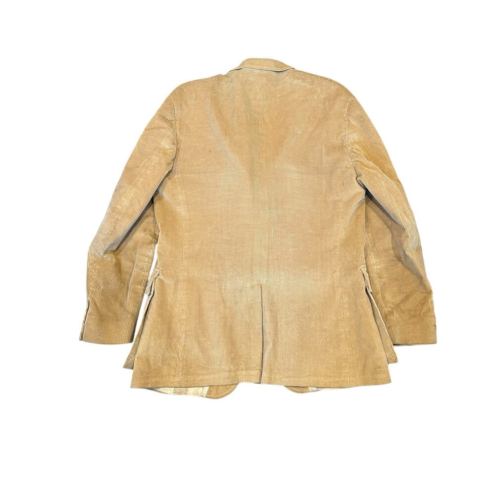 Tan Corduroy Blazer Suede Shoulder Patch 2 Button 44R - Picture 2 of 14
